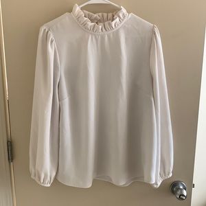 Cream Ruffle Neck J. Crew Blouse